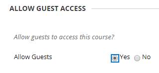 Guest Access Option set to yes